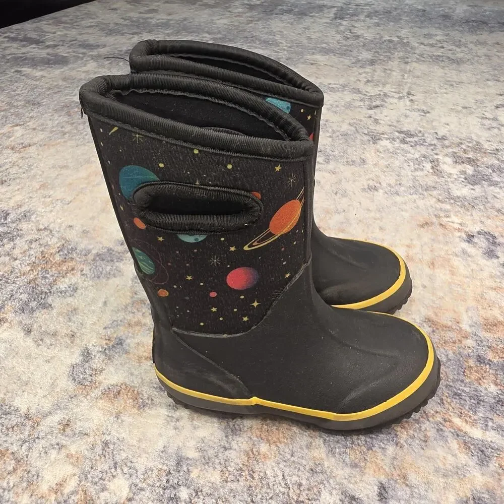 Lone Cone Boots Kids Size 7 Black MudBoot Space Planets Waterproof Winter Snow