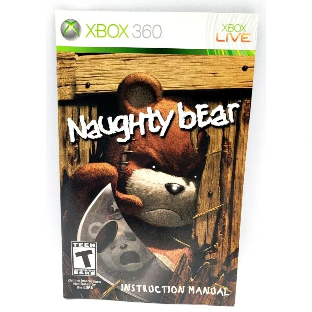 NAUGHTY BEAR GAME MANUAL ONLY!‎ XBOX 360 INSTRUCTION BOOKLET