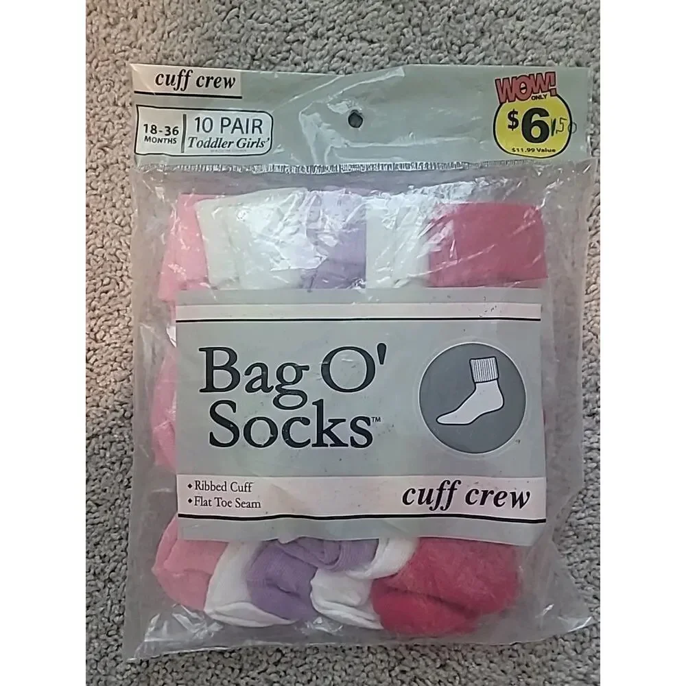 VTG NOS 80s Bag OSocks Toddler Crew Socks NIP