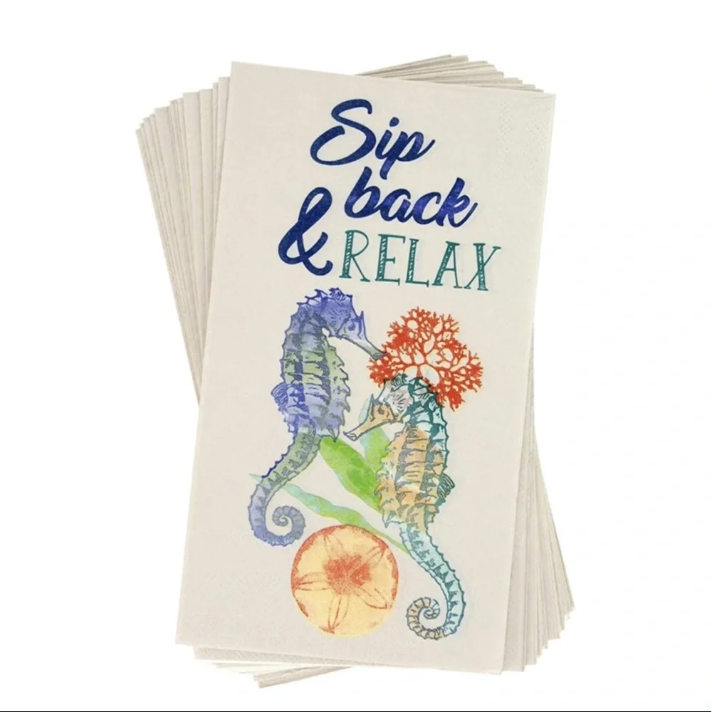 Party! Beach Bash Towels Seahorse Pattern Buffet 2-ply Paper Napkins, 14 ct