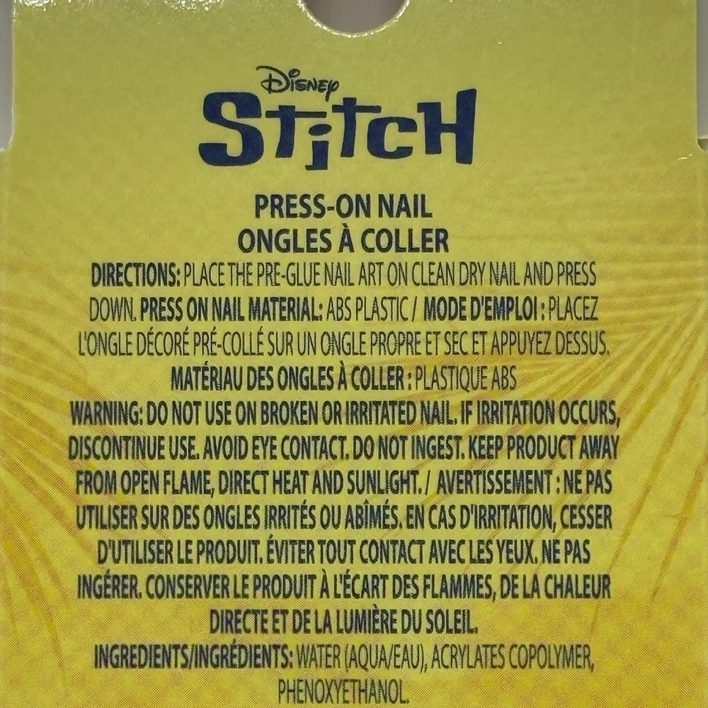 Disney Stitch Press-On Nail Set Kids Nail Art 12 Piece NWT