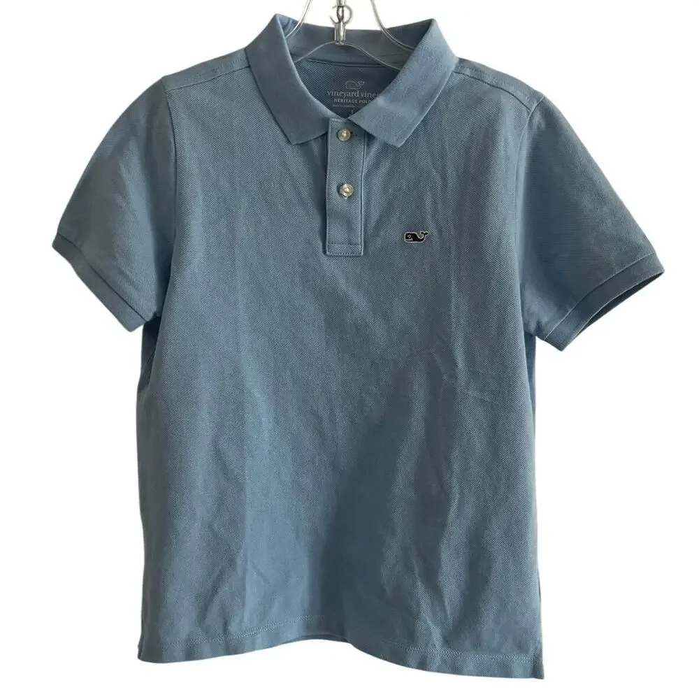 Vineyard Vines Boys Size S Heritage Pique Polo Jake Blue New with tags
