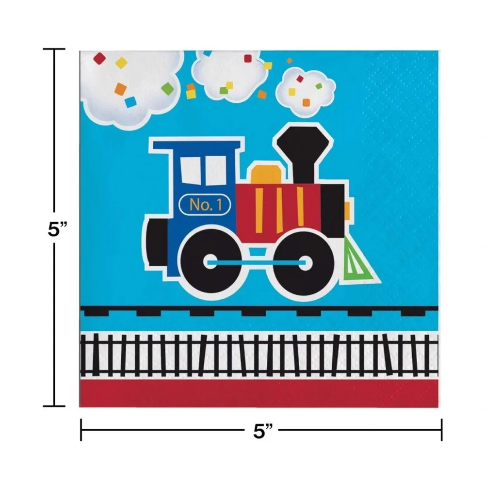 Creative Converting All Aboard Train Beverage Paper Napkins, 16 ct