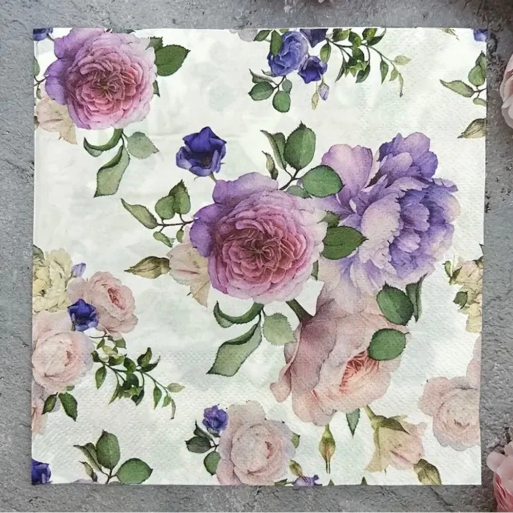 Vibrant Floral Pink & Purple Roses Luncheon Napkins (2042), 20 ct