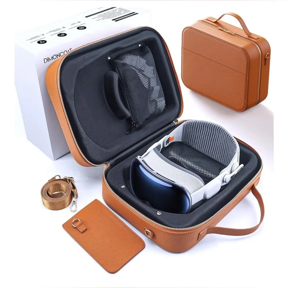 VR Headset with Brown Carrying Case