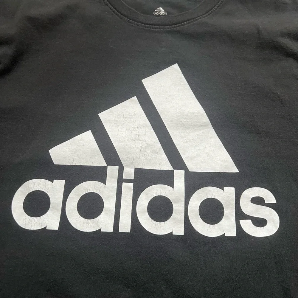 Adidas Men's Black and White Long Sleeve Tee