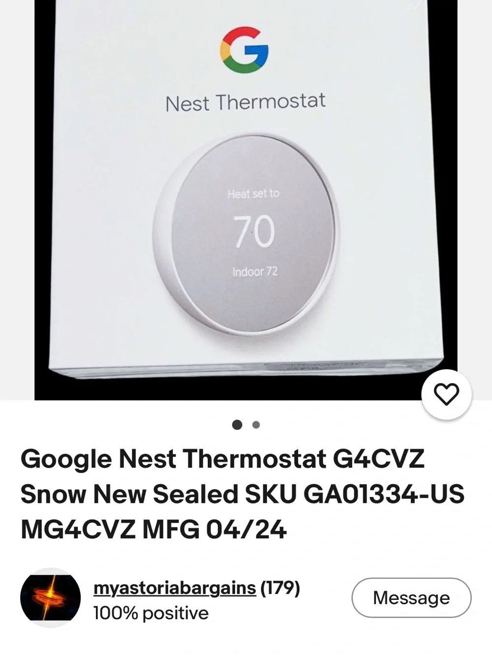 google Nest Thermostat - White/Silver