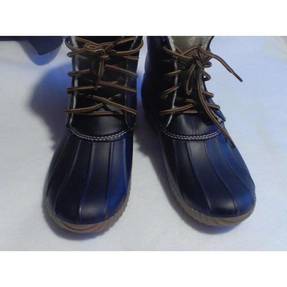 Henry Ferrera Mission-300 Mens Duck Boots Black Faux Leather Shearling Lined 10