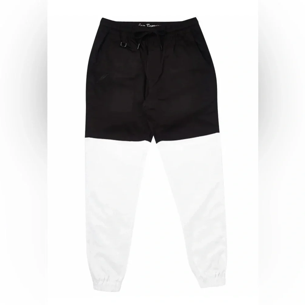 NEW PUBLISH MEN'S BRAND TWO TONE JOGGER PANTS STRETCH TWILL BLACK WHITE MSRP119