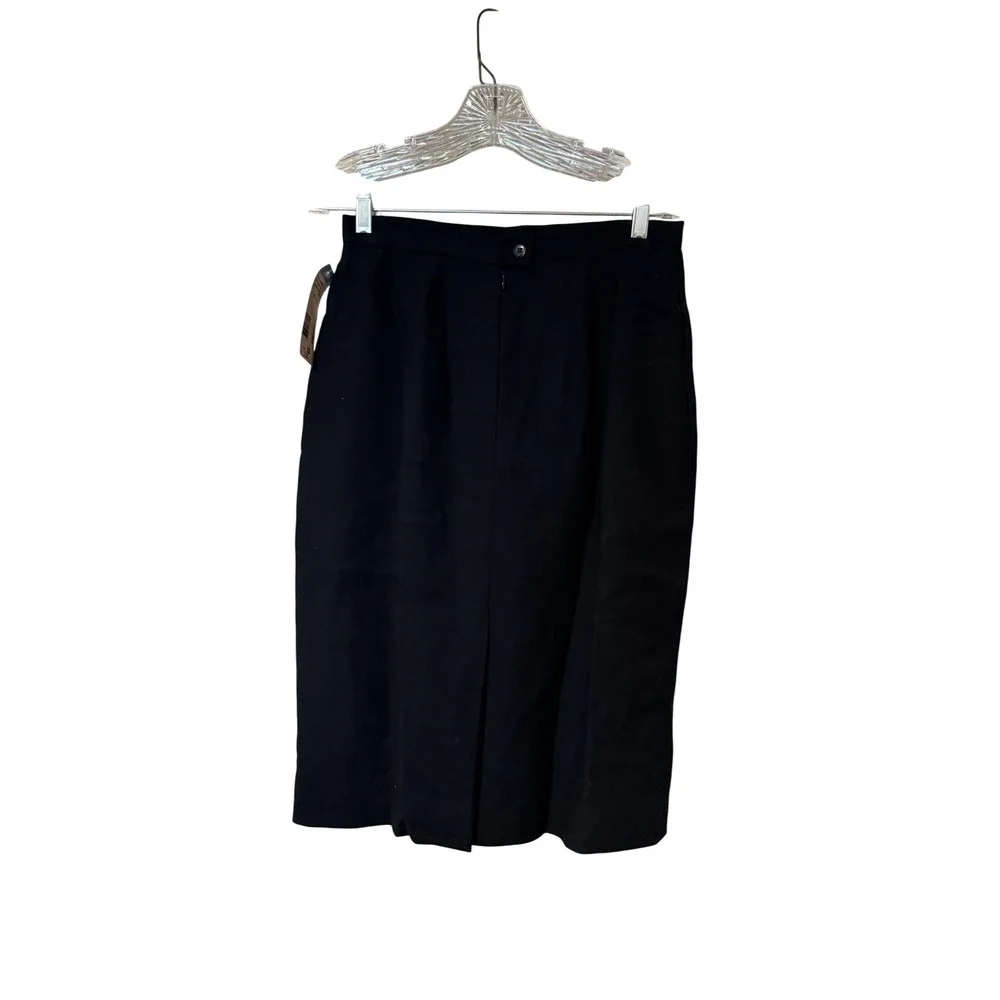Vintage Saville Suit Pencil Skirt Womens 10 Black 100% Pure Wool