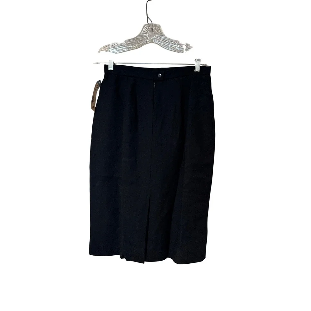 Vintage Saville Suit Pencil Skirt Womens 10 Black 100% Pure Wool