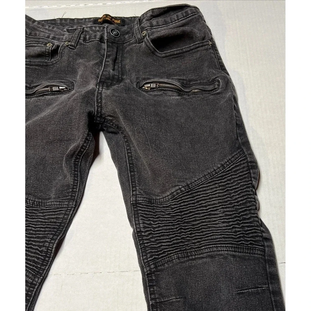 Ring Of Fire Black Denim Jeans Men's 32x32 Slim Fit Zip Pockets