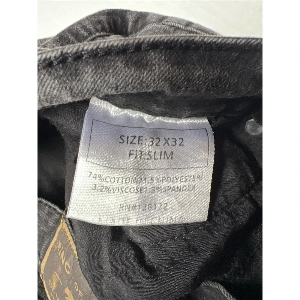 Ring Of Fire Black Denim Jeans Men's 32x32 Slim Fit Zip Pockets