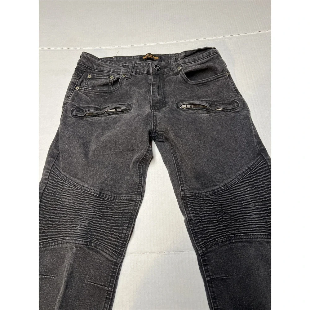 Ring Of Fire Black Denim Jeans Men's 32x32 Slim Fit Zip Pockets