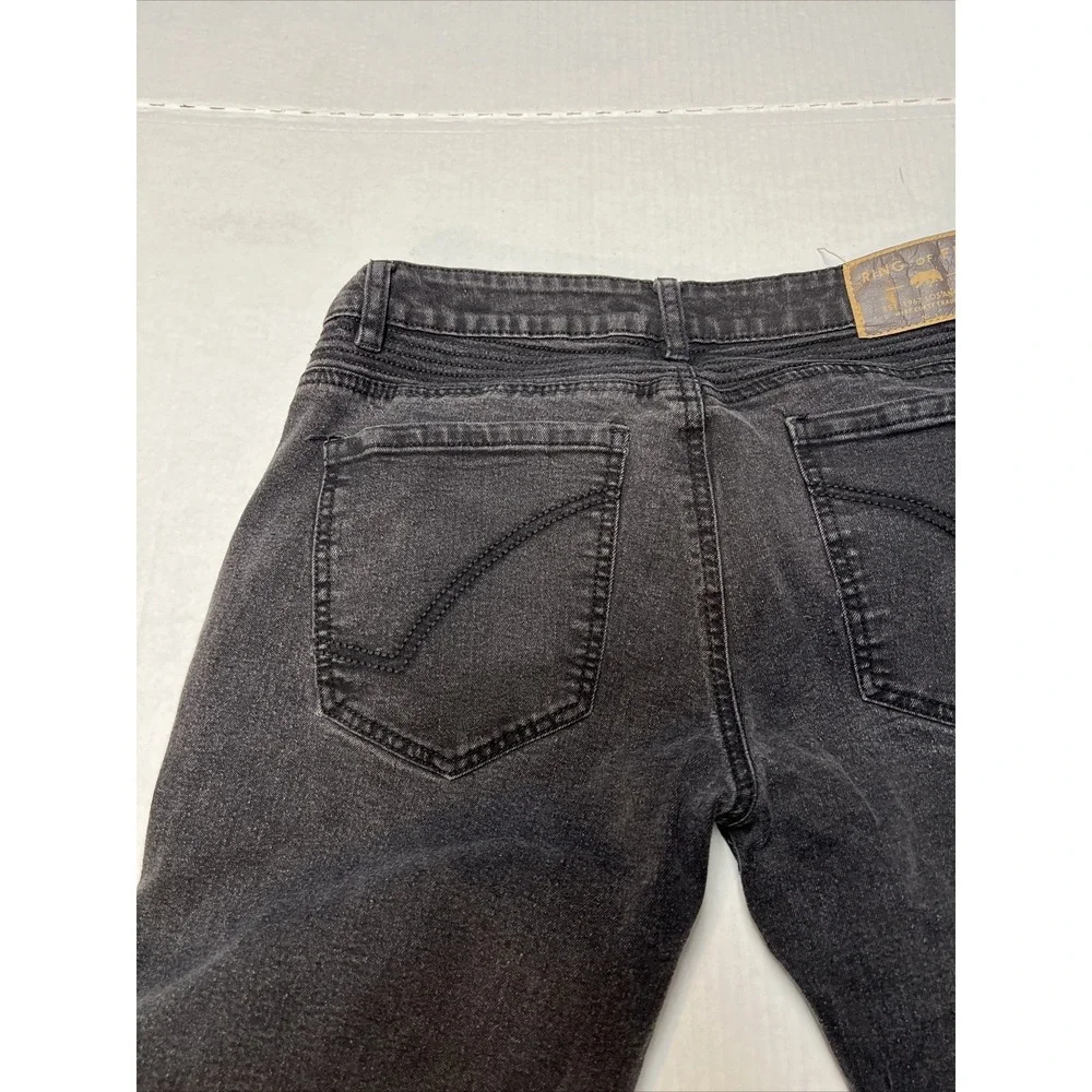 Ring Of Fire Black Denim Jeans Men's 32x32 Slim Fit Zip Pockets
