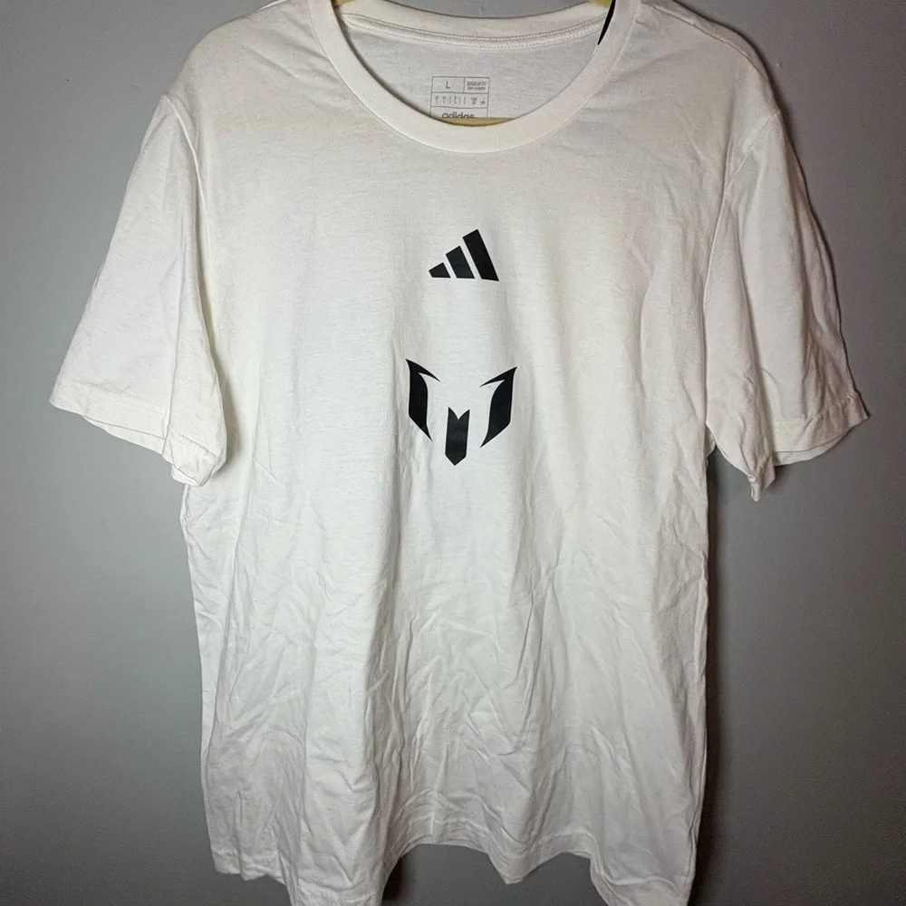 Adidas Messi Graphic T‎ Shirt Mens Large NWT White Soccer Tee