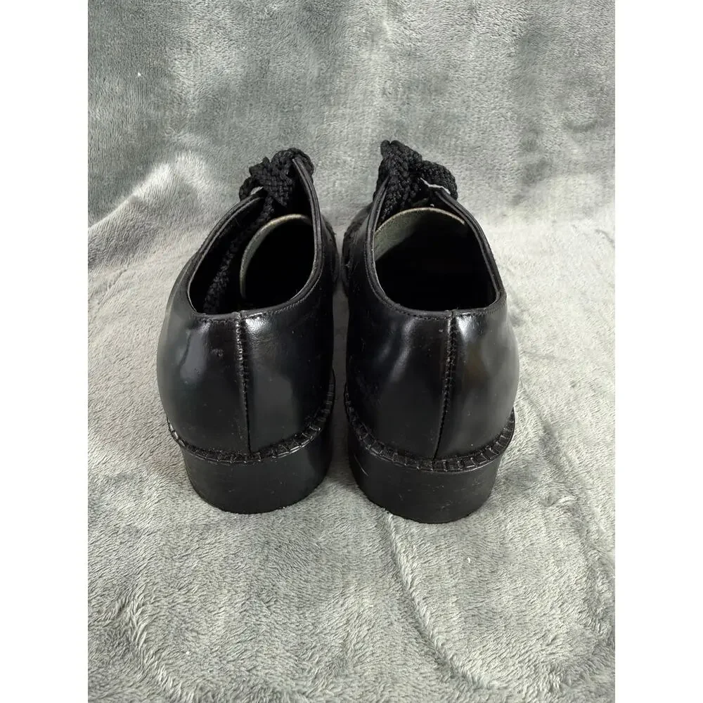 Vintage Sears Black Leather Cap Toe Oxford Kids Size 6.5D with Original Box