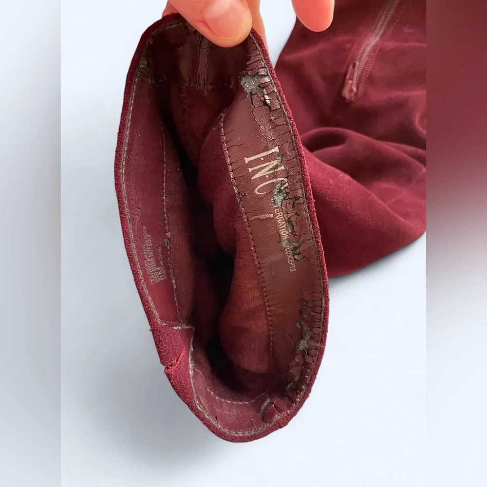 INC International Concepts Women's Maroon Suede Dress Boots size 6‎