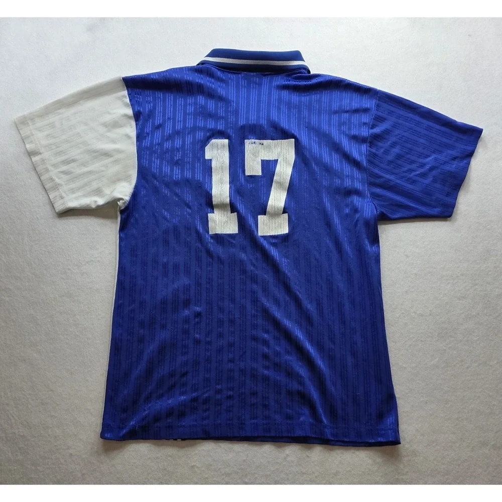 Adidas Blue & White‎ Striped Vintage Stare FC Men's Soccer Jersey. Size L