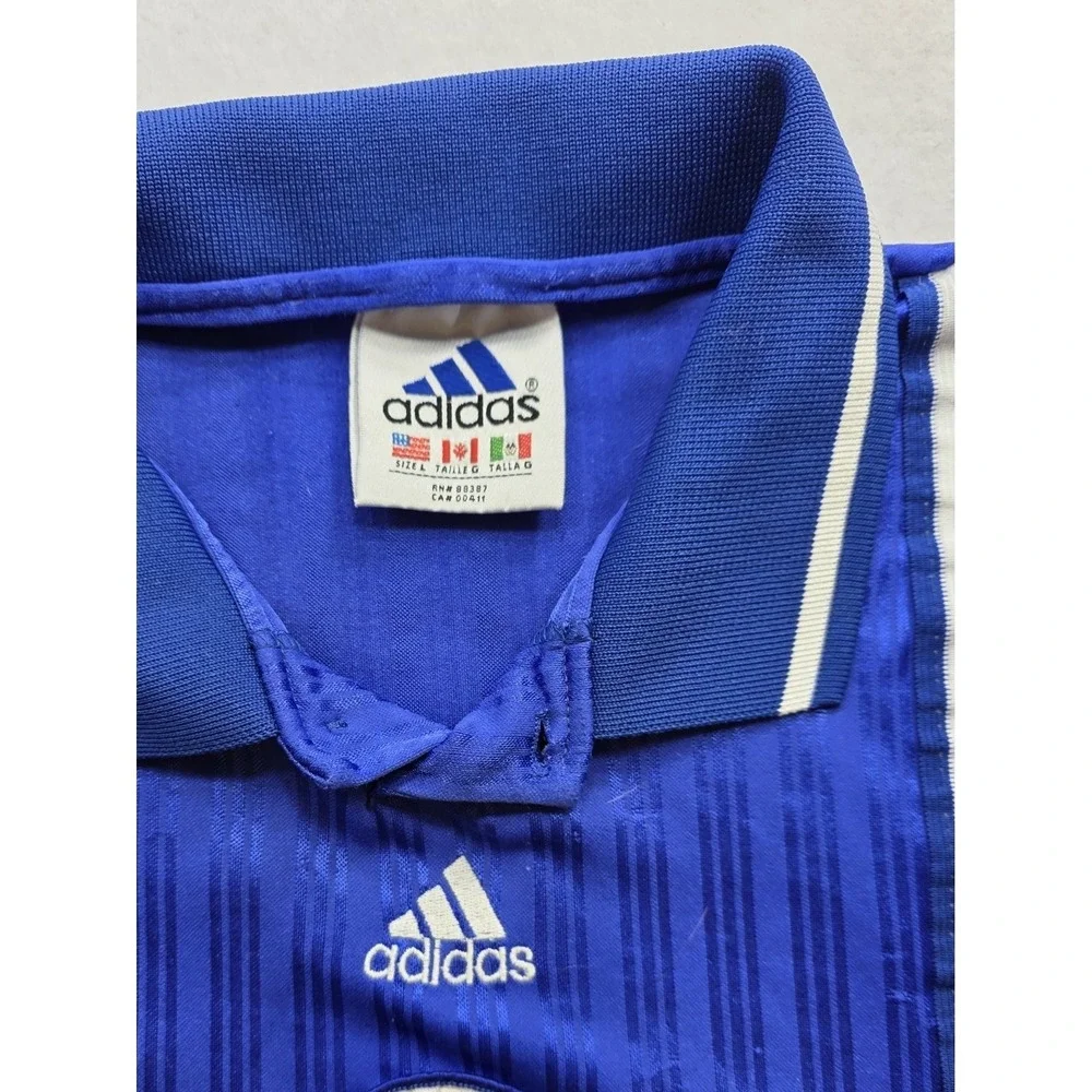 Adidas Blue & White‎ Striped Vintage Stare FC Men's Soccer Jersey. Size L