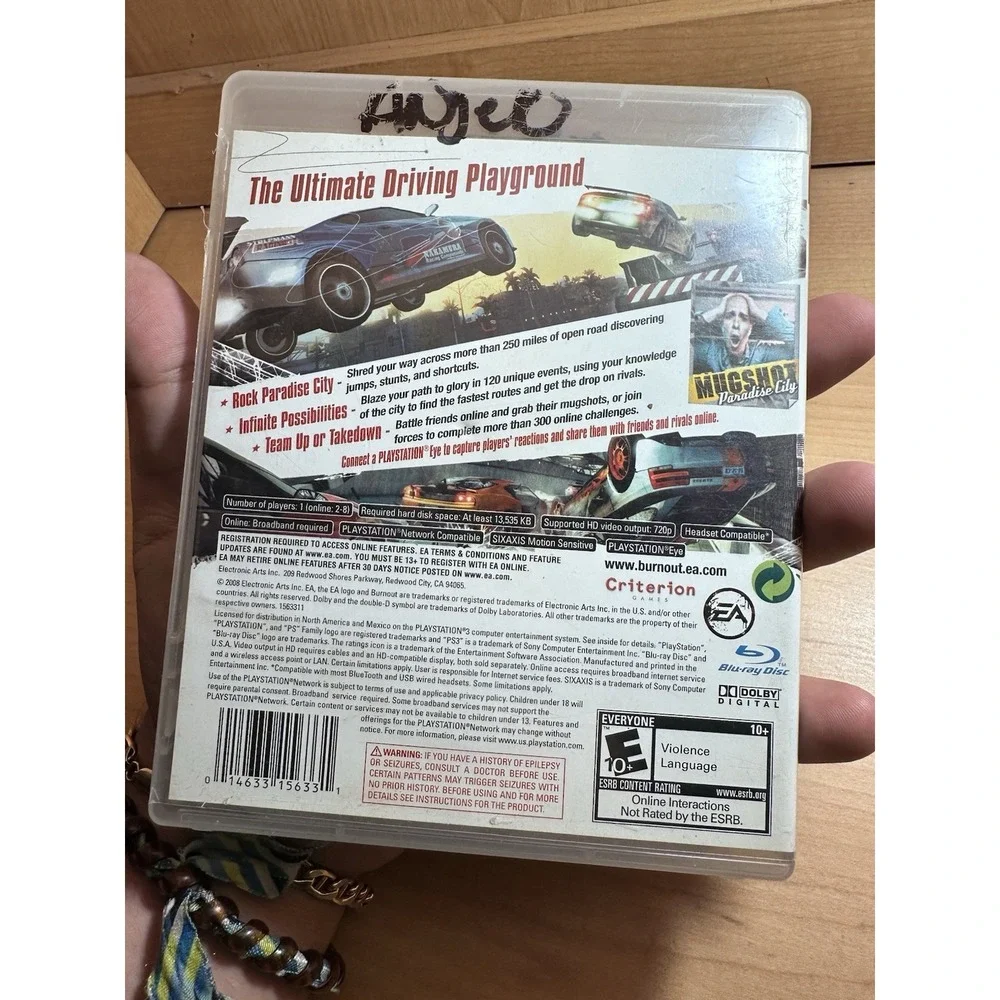 Burnout Paradise (Sony PlayStation 3, 2008) PS3 Cardboard Case & Game Disc