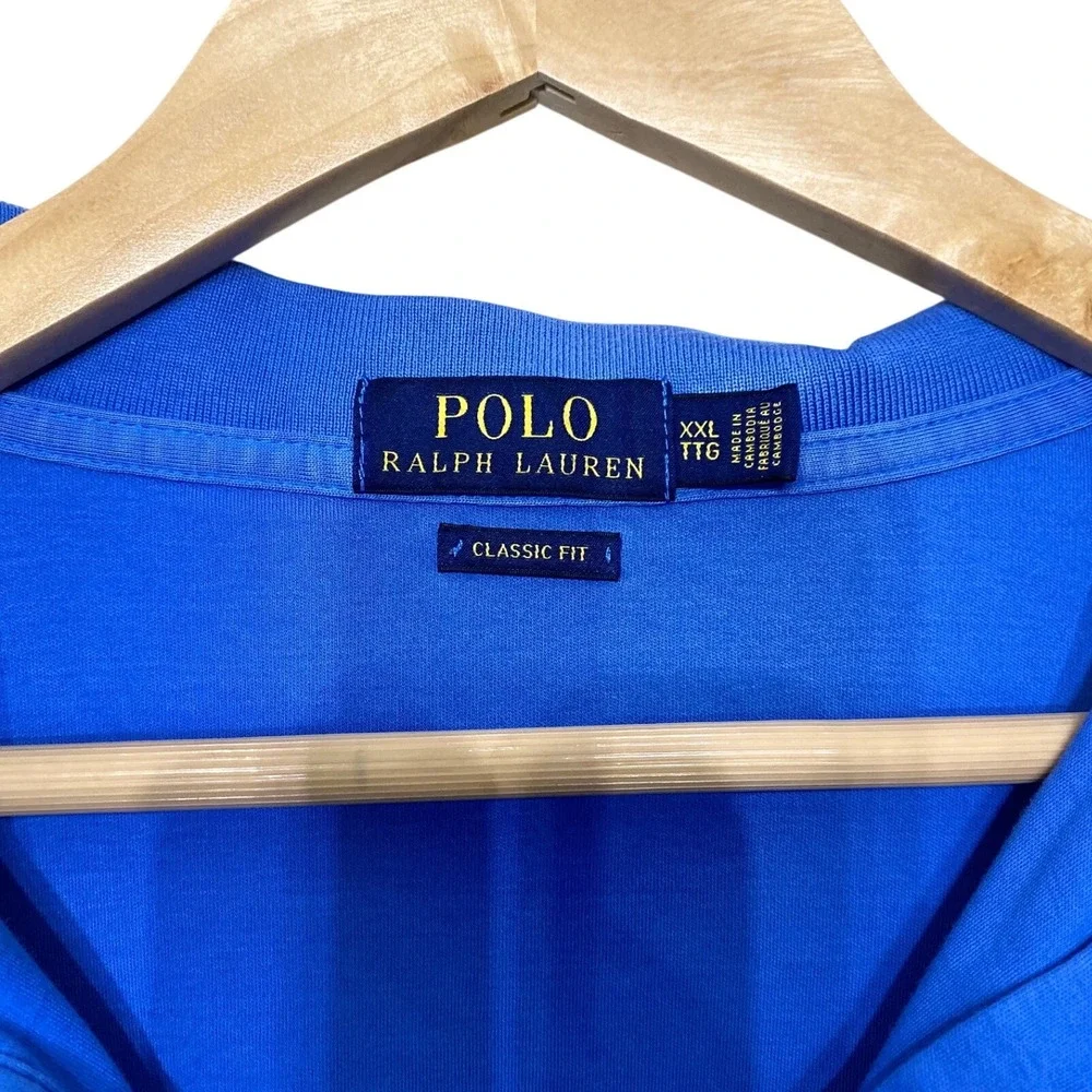 Polo Ralph Lauren Mens XXL Classic Fit Royal Blue Short Sleeve Polo Shirt Cotton