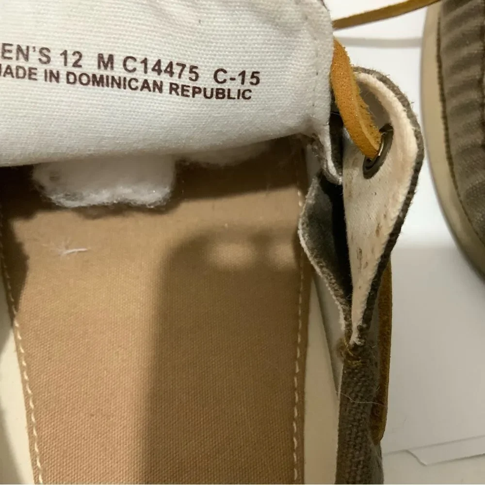 COLE HAAN Mens Canvas Slip-on Boat Shoes Size 12 M brown C14475 C15