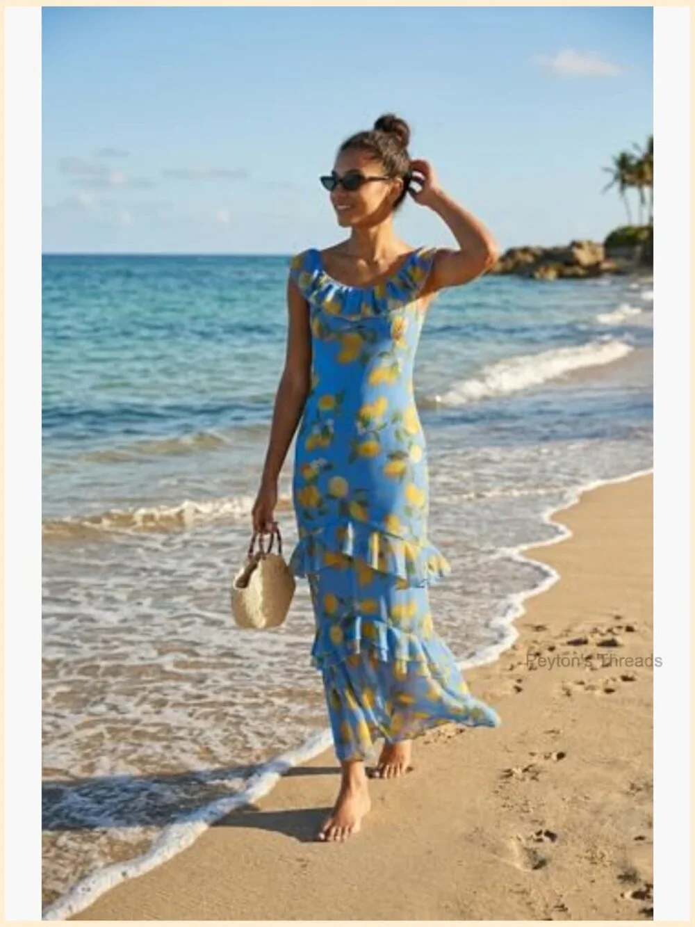 Ruffle Square Neck Sleeveless Maxi Fishtail Dress