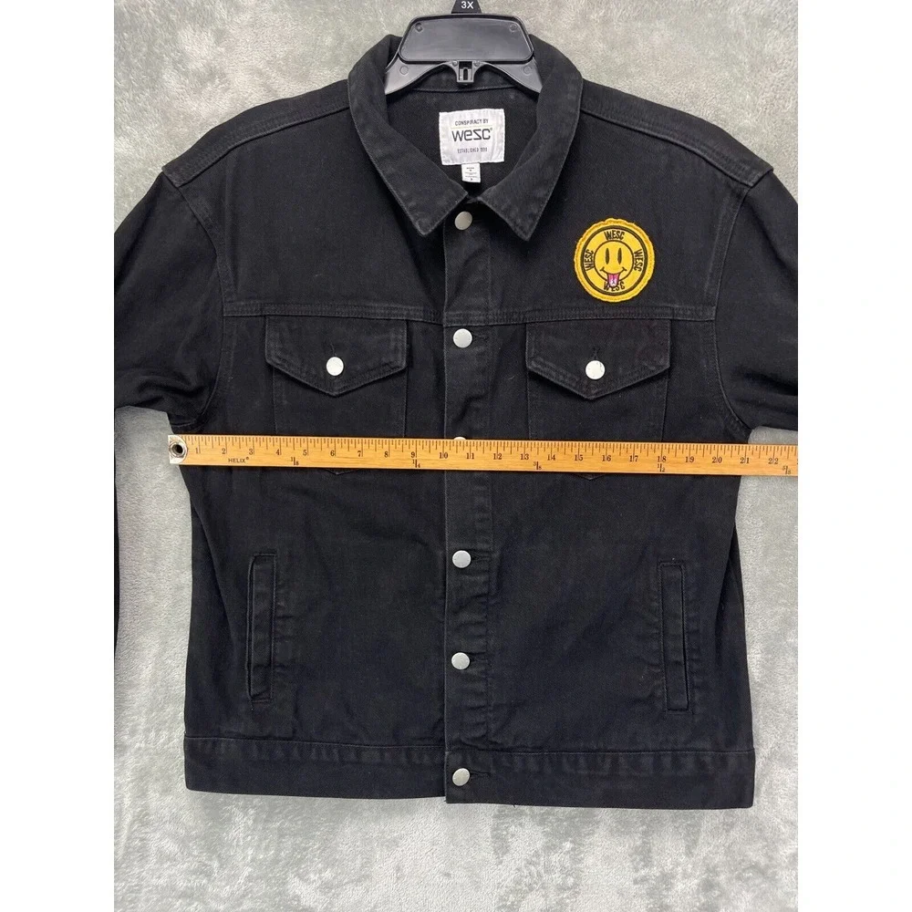 Conspiracy by WeSC Trucker Jacket Mens S Womens M Black Hardcore‎ Happiness