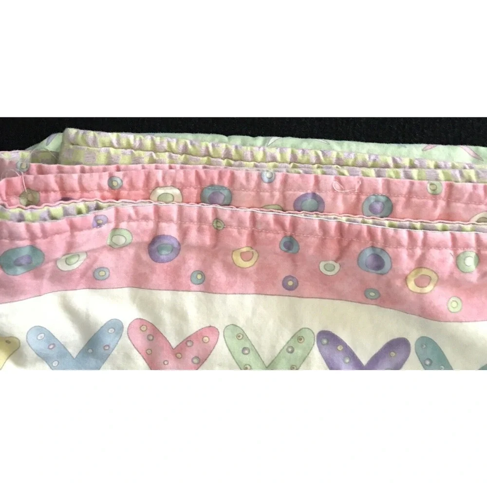 Vintage Baby Quilt Made With Love 39”X 58” Pastel Multi‎ color Nursery Decor