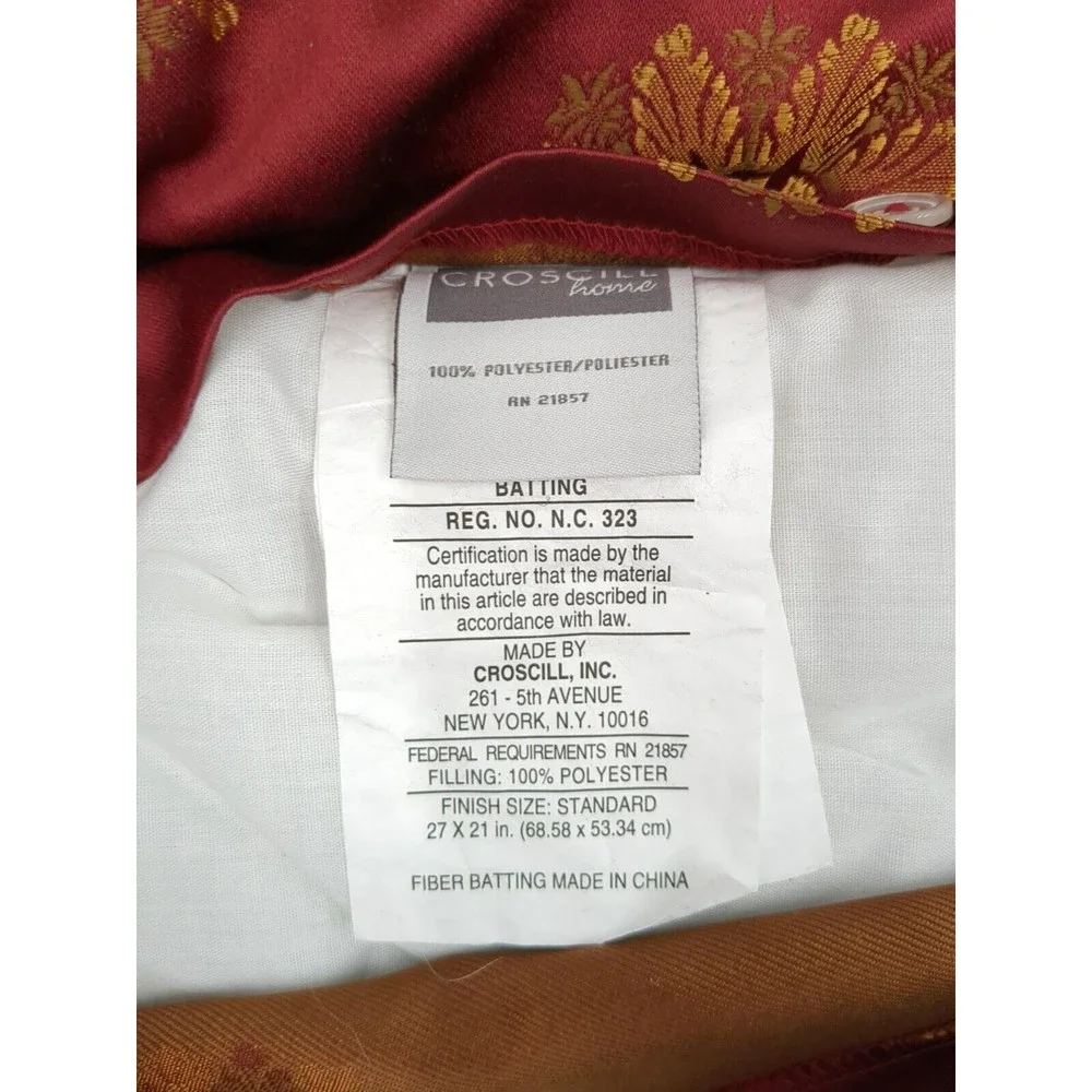 Croscill Madrid Royal Standard Pillow Sham Case Brocade‎ Jacquard Red Gold VTG