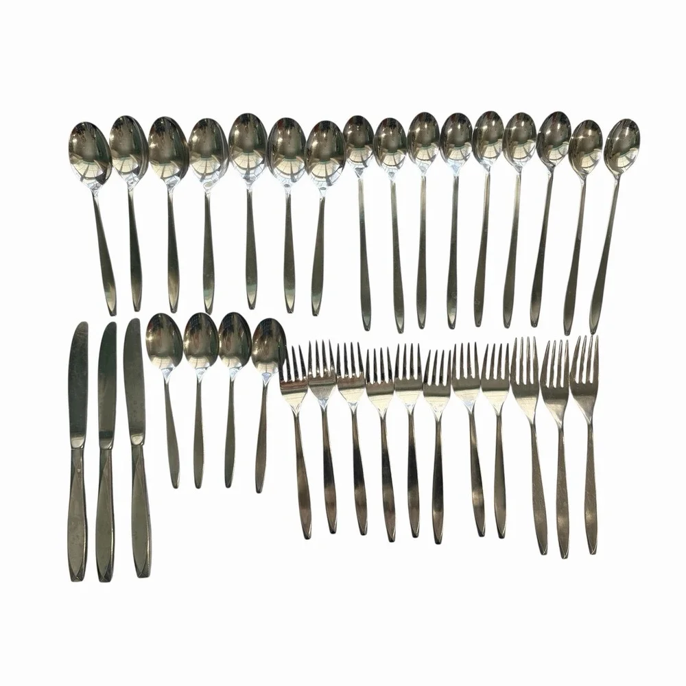 Vtg International Insico Stainless Flatware 34‎ Pcs Lot MCM Spoons Nassau USA