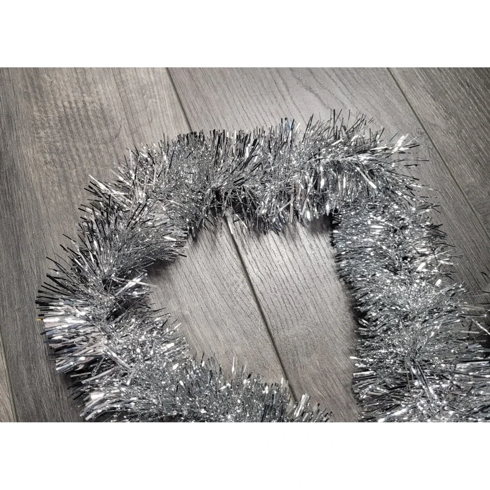 Unbranded Silver Metallic Tinsel Christmas Garland Approx 98 ft. (6×14ft/2×7ft)