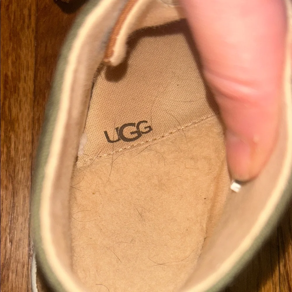 Kids UGG Chukka Boots - Brown & Olive Green Canvas with White Soles