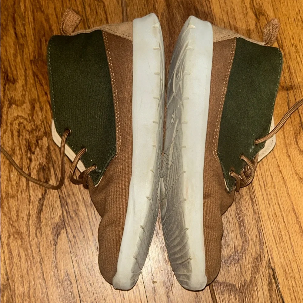 Kids UGG Chukka Boots - Brown & Olive Green Canvas with White Soles