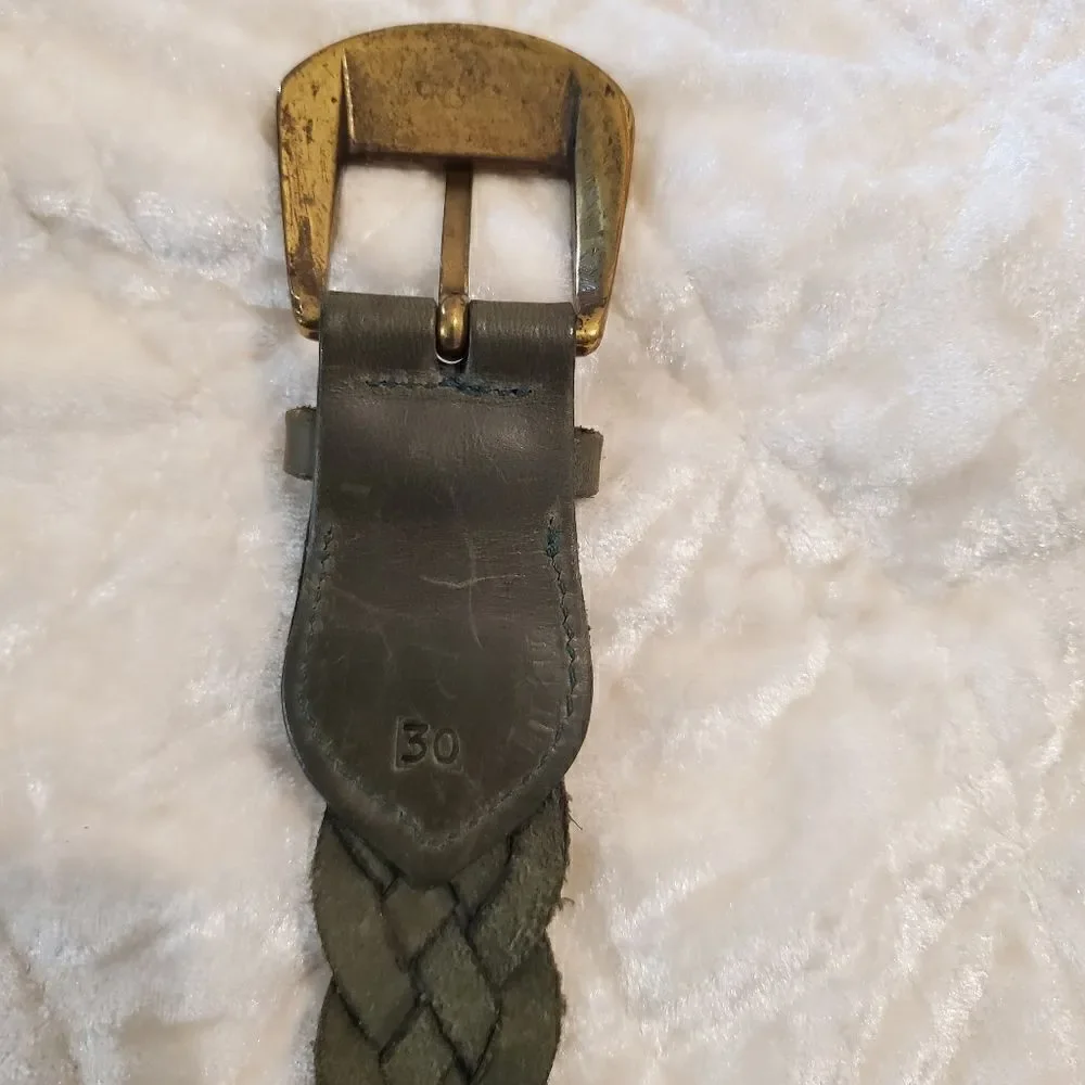 VINTAGE Woven Braided Leather Belt Green Women's Size Small‎