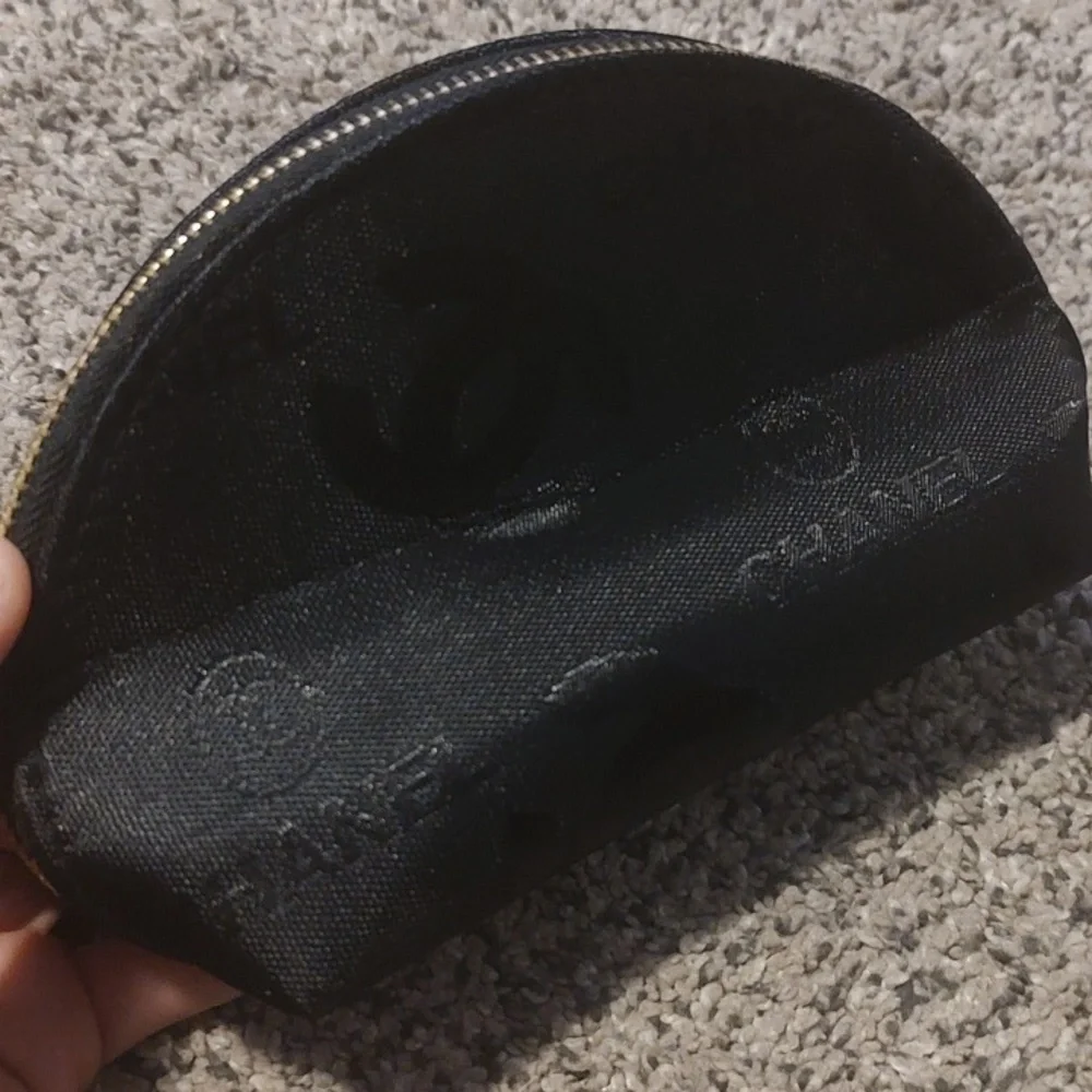 CHANEL Black Textured Pouch with Subtle Logo