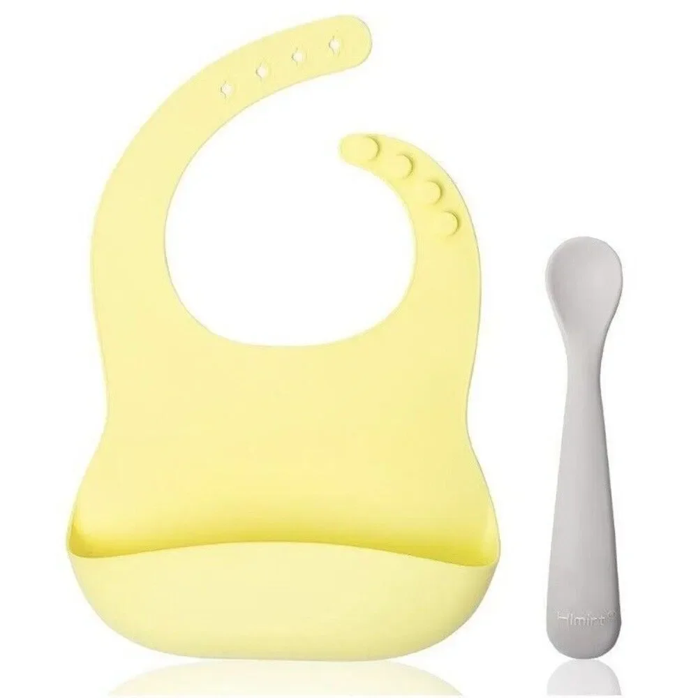Silicone Bib Feeding With Spoon New Babies And Toddlers