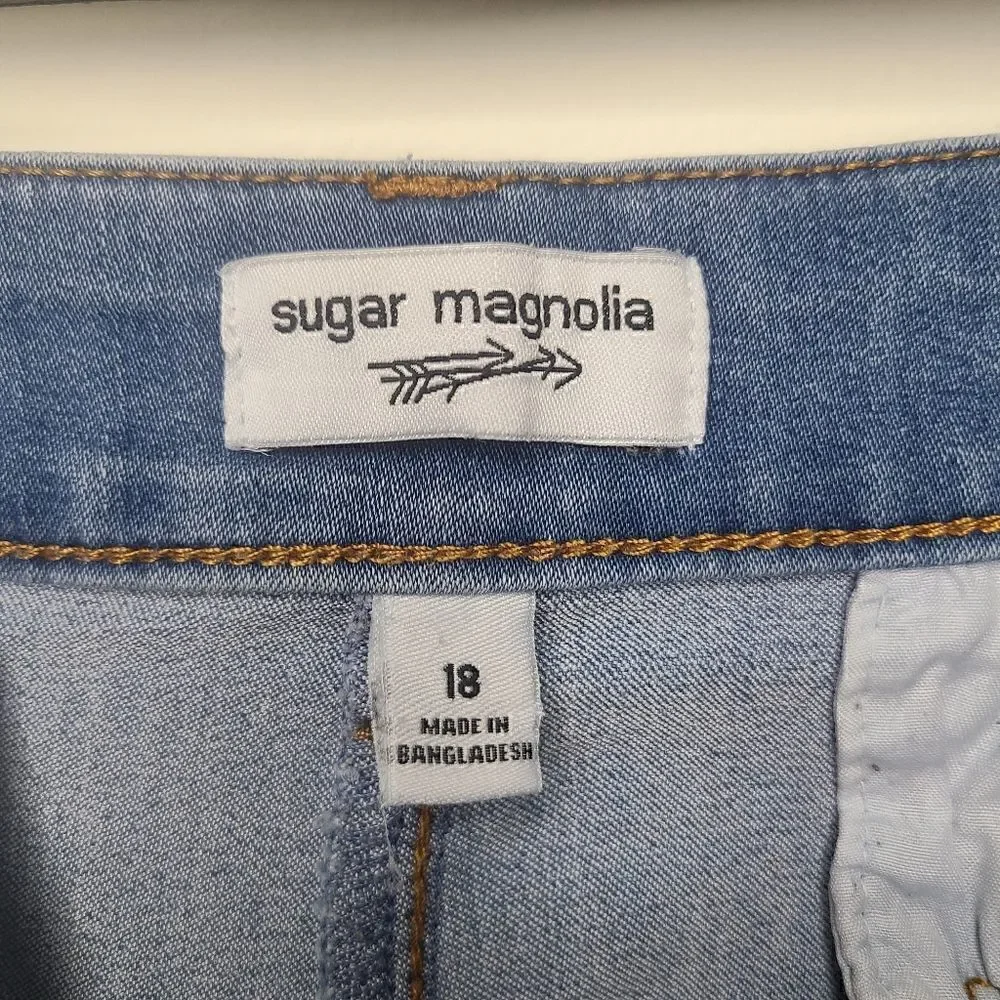 Sugar Magnolia Light Blue Denim Plus Size Shorts Size 18