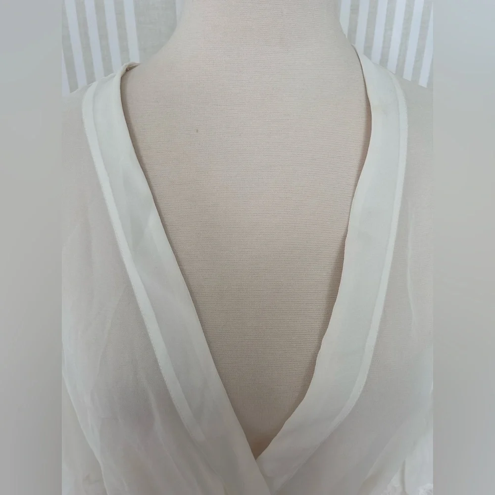 Oscar de la Renta Pink Label Robe Ivory Mesh Lace Sleeve Women’s Size Small