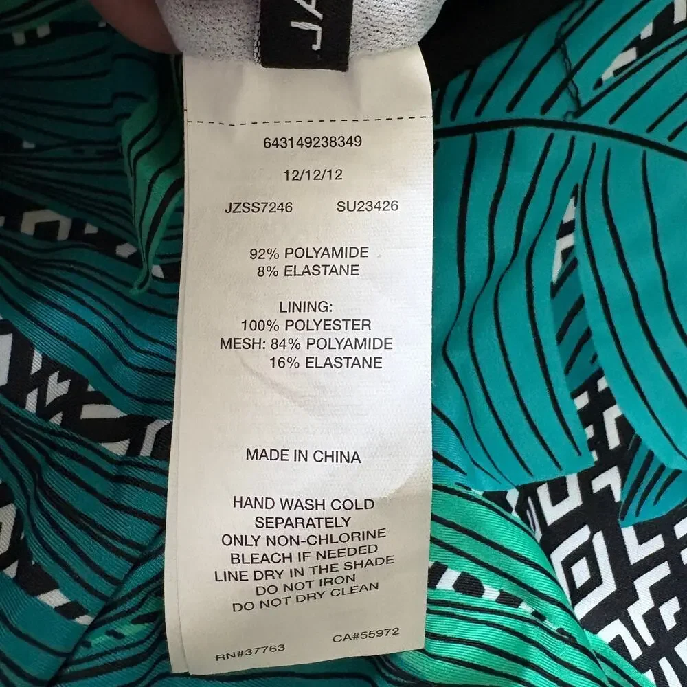 Jantzen Tropical Leaf Halter One Piece Swimsuit Ladder Plunge Size 12
