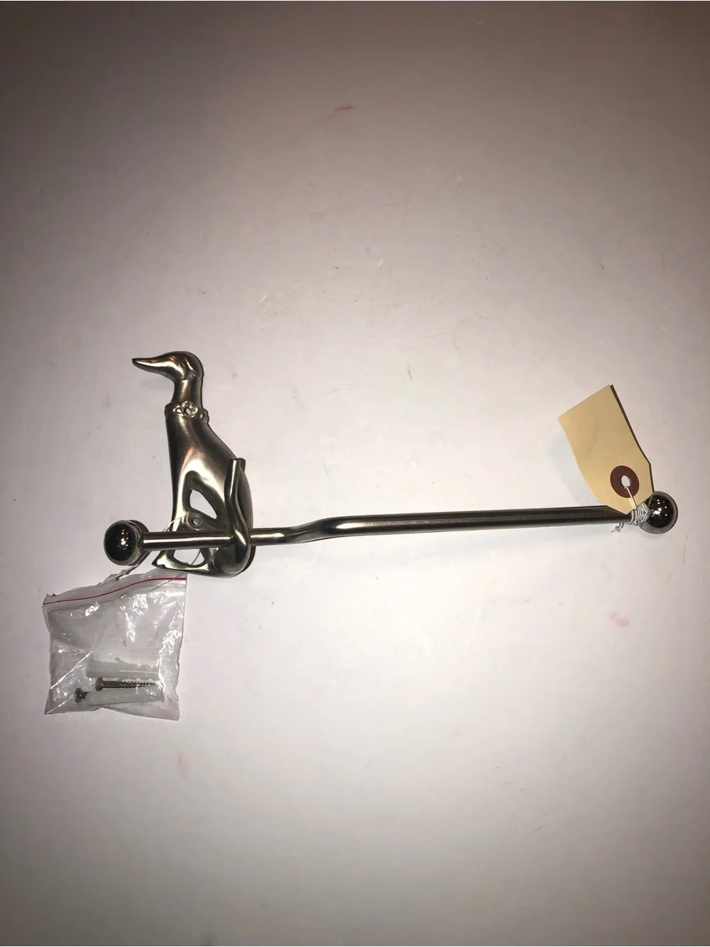 New Anthropologie Home Decor Silver Caine Dog Brass Toilet Paper Holder Hook