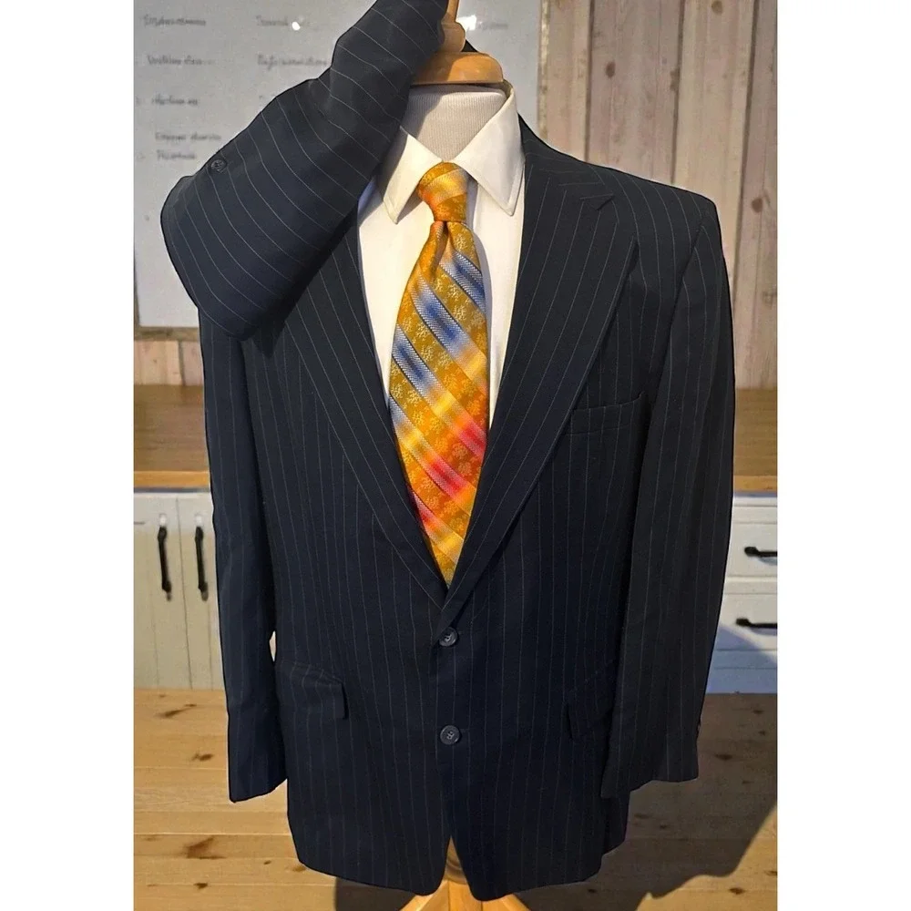 Towncraft Plus Men's Suit Sz 44R Blue Pinstripe Pants‎ 42 x 30 USA Union Made