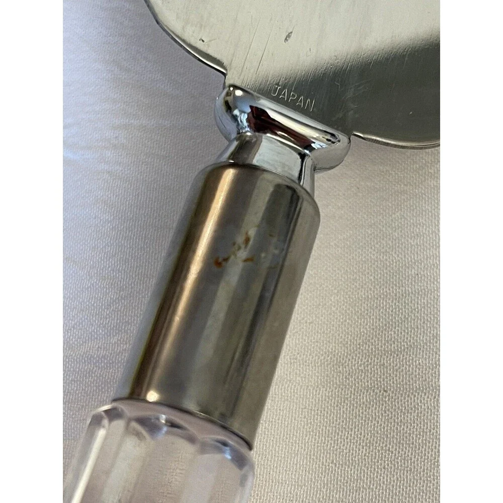Mirage Stainless Steel Cheese & Cake Pie Serving Knives Lucite Handle '60 VTG
