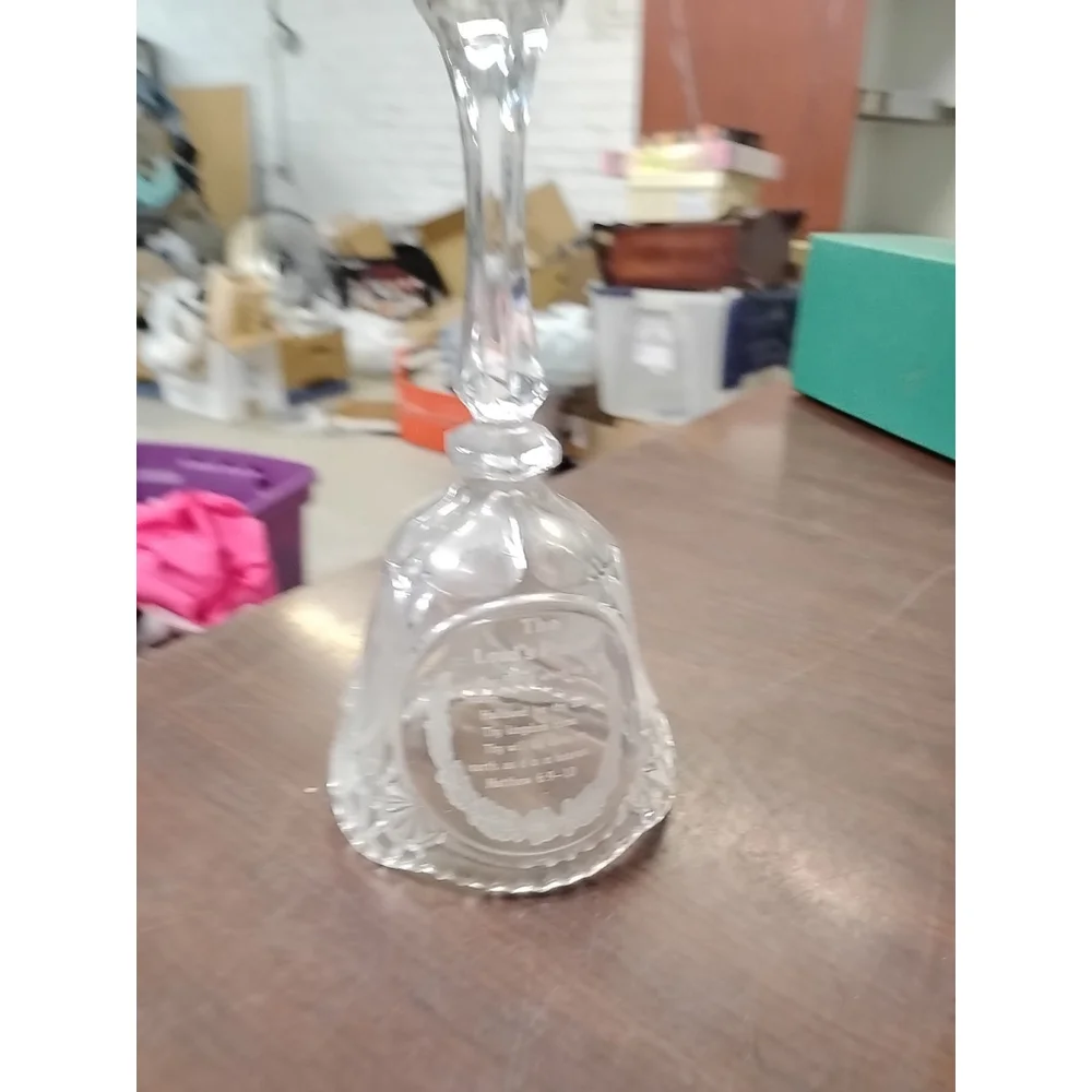 Vintage Artmark Lead Crystal Bell Made In Germany The Lord's Prayer C.1986