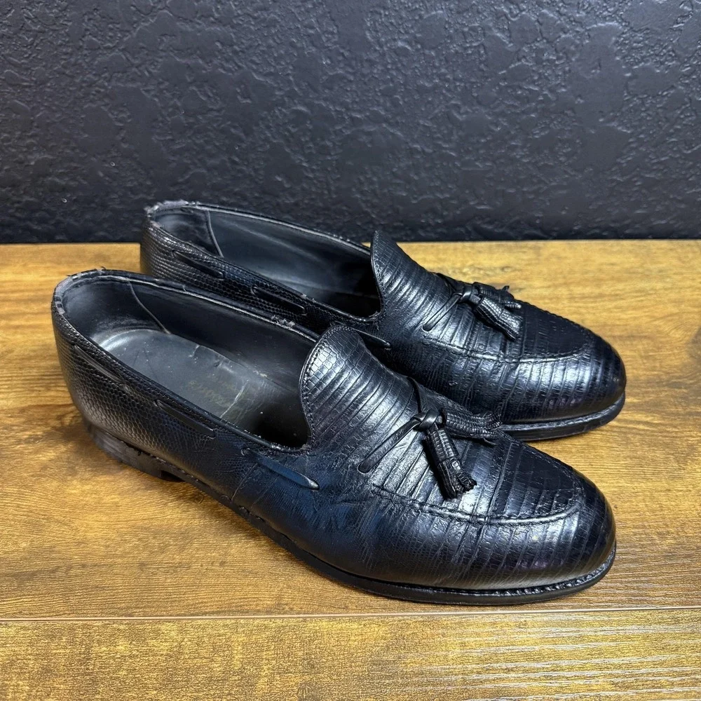 Johnston & Murphy Tassel Loafer 74732 Black Lizard Leather Dress Shoes Mens 9 C