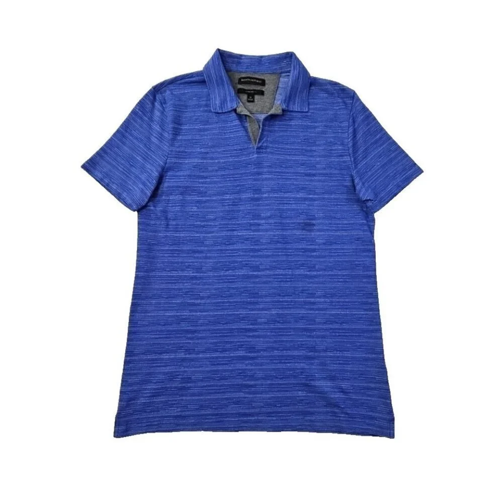 Banana Republic Polo Tennis Golf Shirt Men's M Navy Blue Chambray EUC LN Std Fit