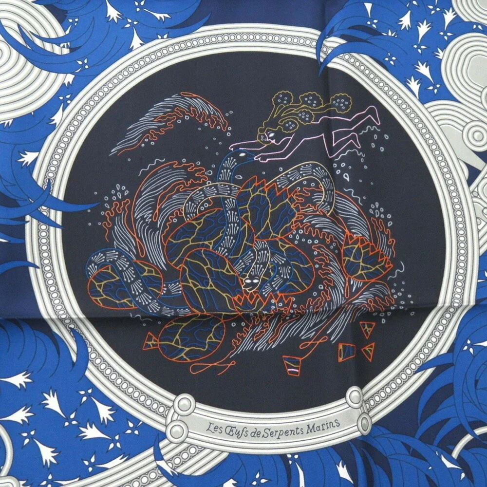 HERMES Blue Silk Scarf