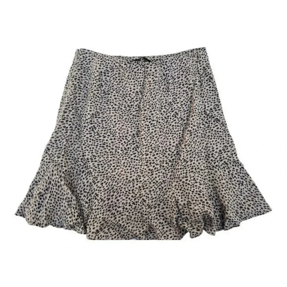 Ambercrombie & Fitch Leopard Print Skirt Size XS Ruffle Hem￼‎ Fully Lined​​​