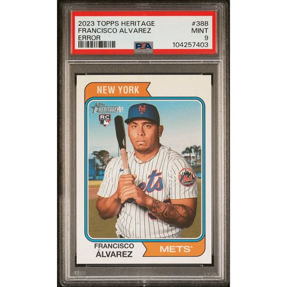 2023 Topps Heritage - ERROR Variation Francisco Alvarez #388‎ (RC) - PSA 9 Mint